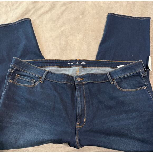 NWT Old Navy Size 26 Short Mid‎ Rise Power Slim Straight Dark Wash Jeans Plus - Picture 4 of 10